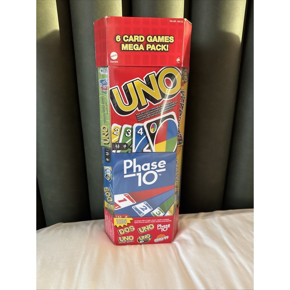 Mega Card Pack, UNO, Phase 10, DOS, UNO All Wild, UNO House Rules (New)